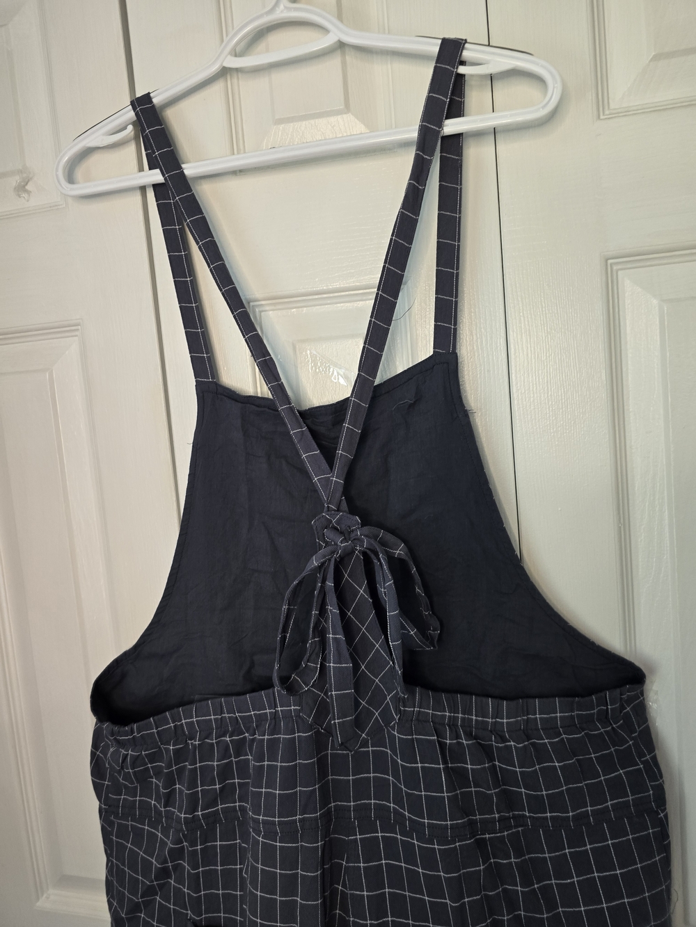 NWT 2Easel Navy Wide-Leg Pants with White Windowpane Grid - Picture 8 of 14